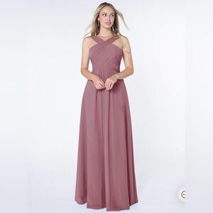 Azazie Mauve Crisscross Maxi Dress